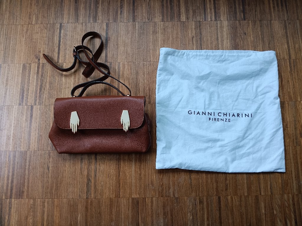 Aparte lederen design handtas Lazzari, Ophalen of Verzenden, Zo goed als nieuw, Bruin, Handtas