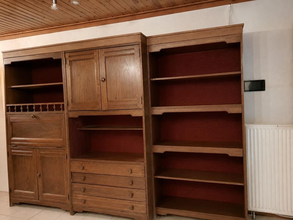 Vintage eiken wandkast / modulaire kastwand – veel opbergrui, Huis en Inrichting, Ophalen