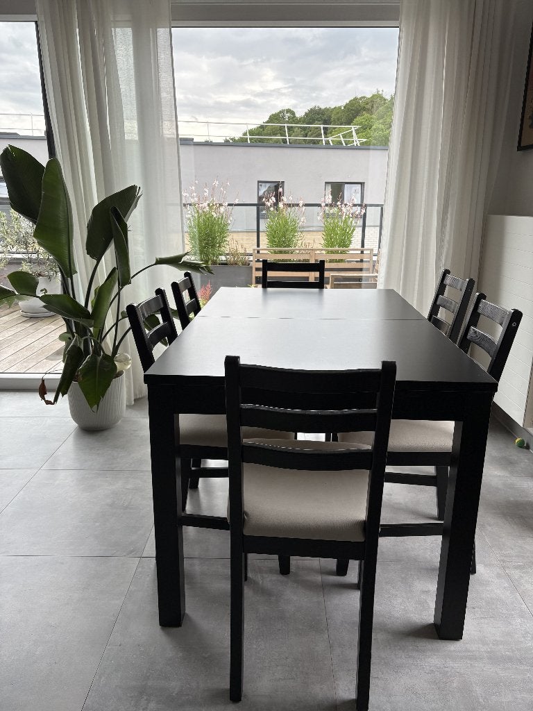 Table salle à manger extensible + 6 chaises (140 à 220 cm), 150 à 200 cm, Cinq personnes ou plus, Enlèvement, Utilisé