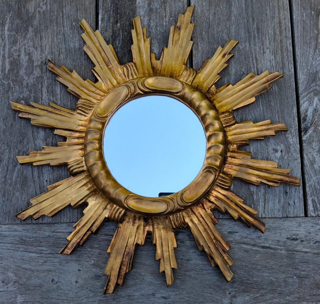 Magnifique miroir solaire en bois doré J 60, Enlèvement, Comme neuf