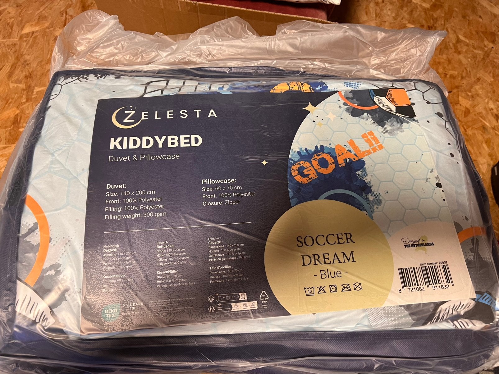 Zelesta Kiddybed - Soccer Dream Blue, Eenpersoons, Meerkleurig, Beddengoedset, Katoen