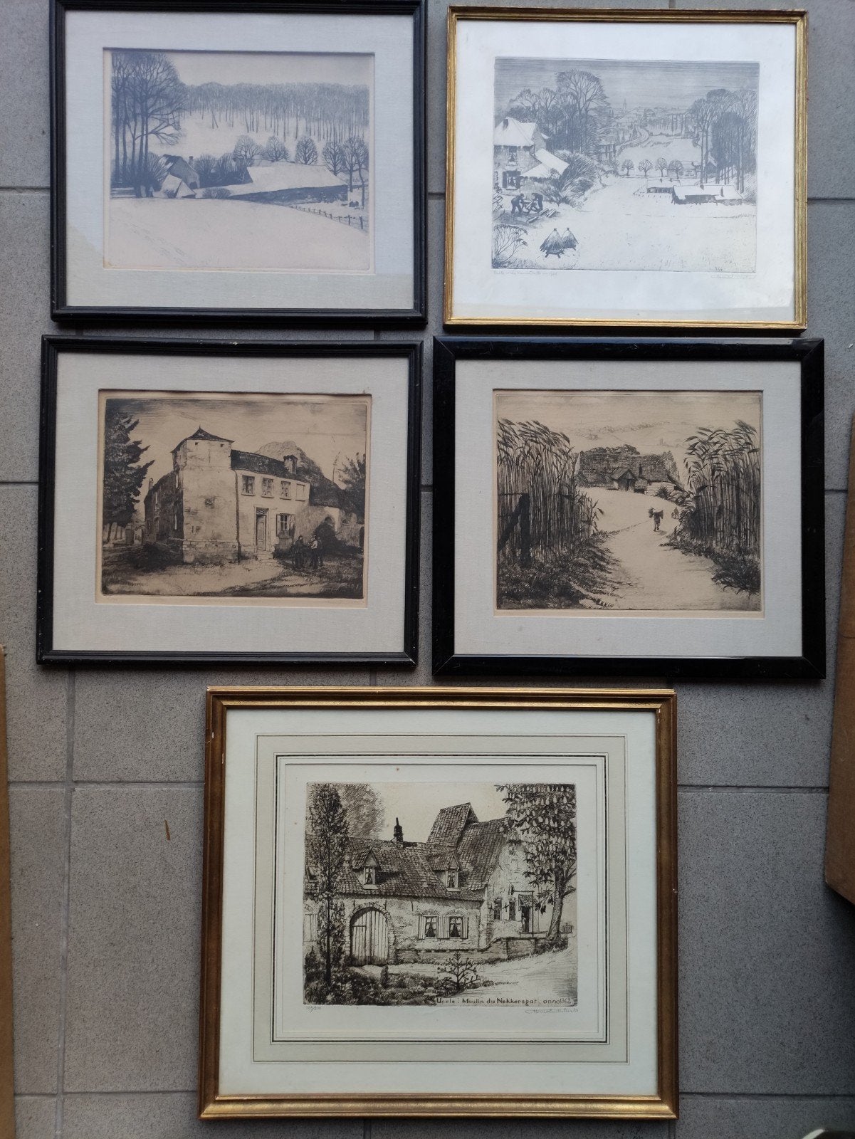 Lot 5x Henri Quittelier, Antiek en Kunst, Ophalen of Verzenden