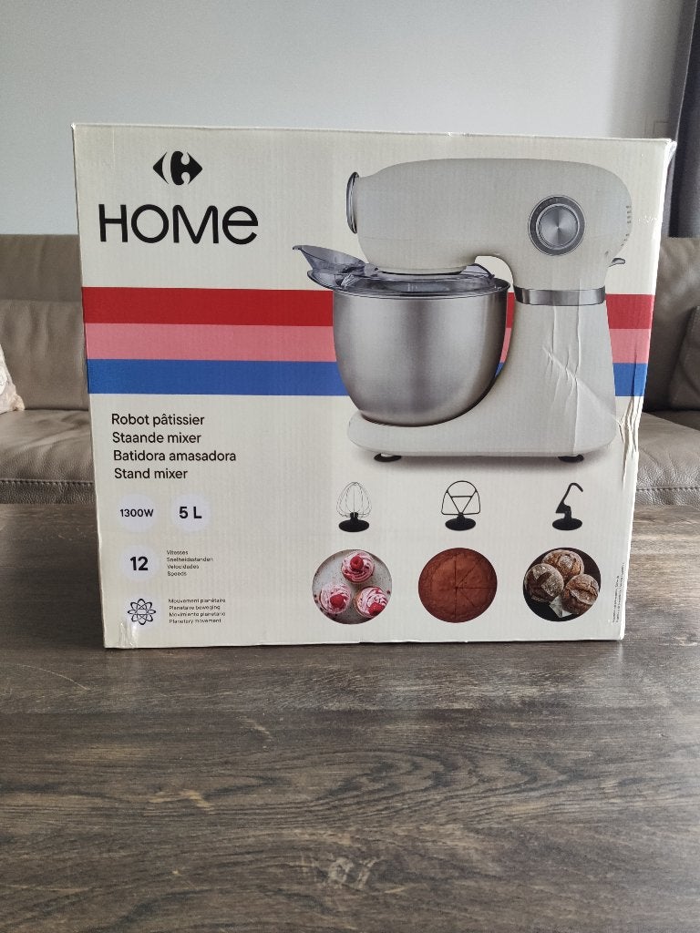 Robot pâtissier Carrefour HOME 1300W – 5L (Très bon état), Electroménager, 4 litres ou plus, Enlèvement, Utilisé, 3 vitesses ou plus