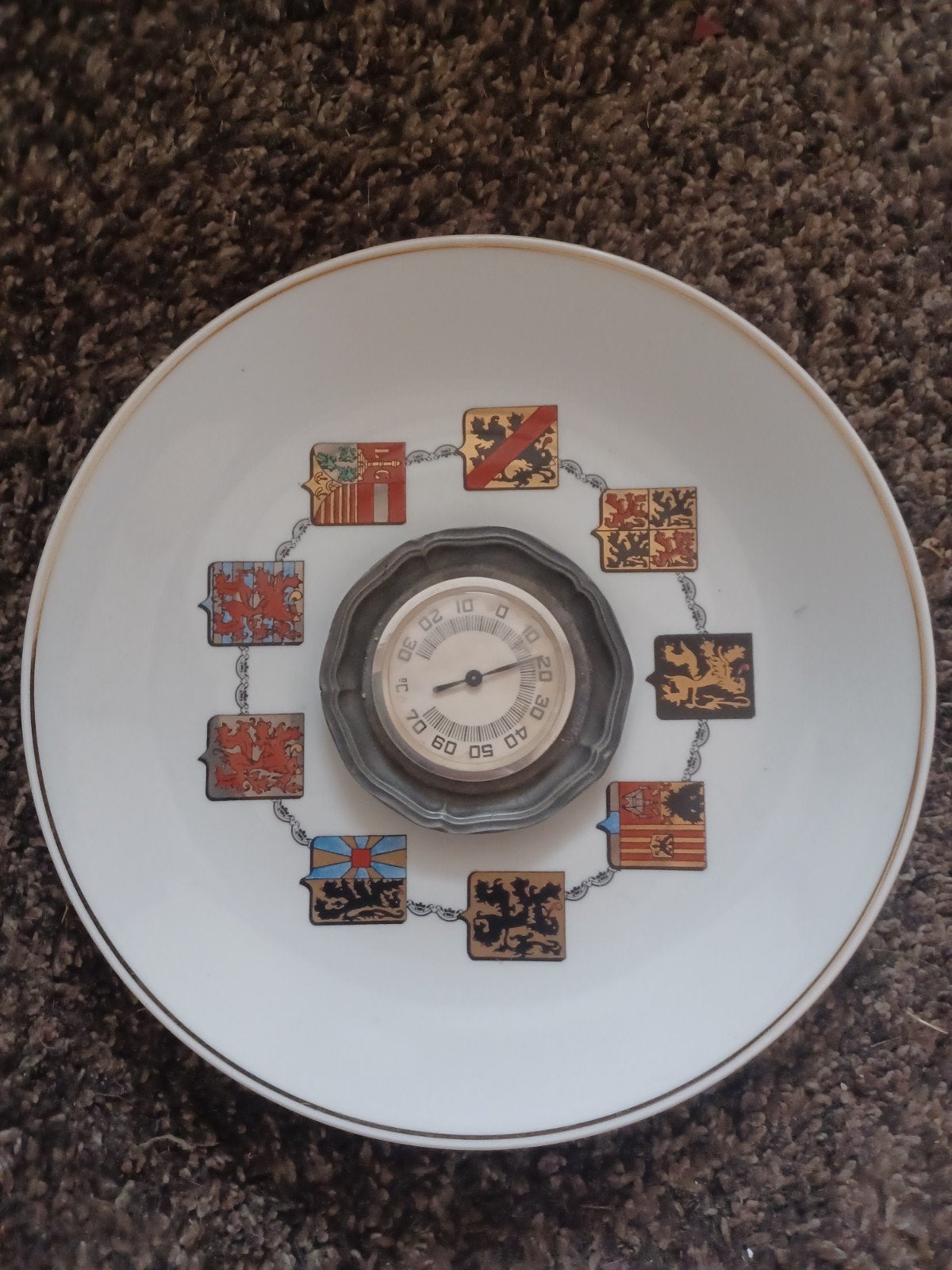 vintage wandbord met thermometer, Antiek en Kunst, Ophalen