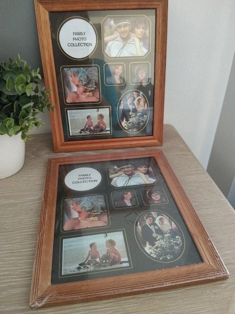 2 vintage houten fotolijsten voor meerdere foto's, Enlèvement ou Envoi, Comme neuf, Bois, Avec verre
