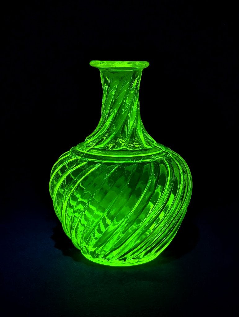 Vintage Swirl glazen karaf — spiraalvormig glas, Antiek en Kunst, Verzenden