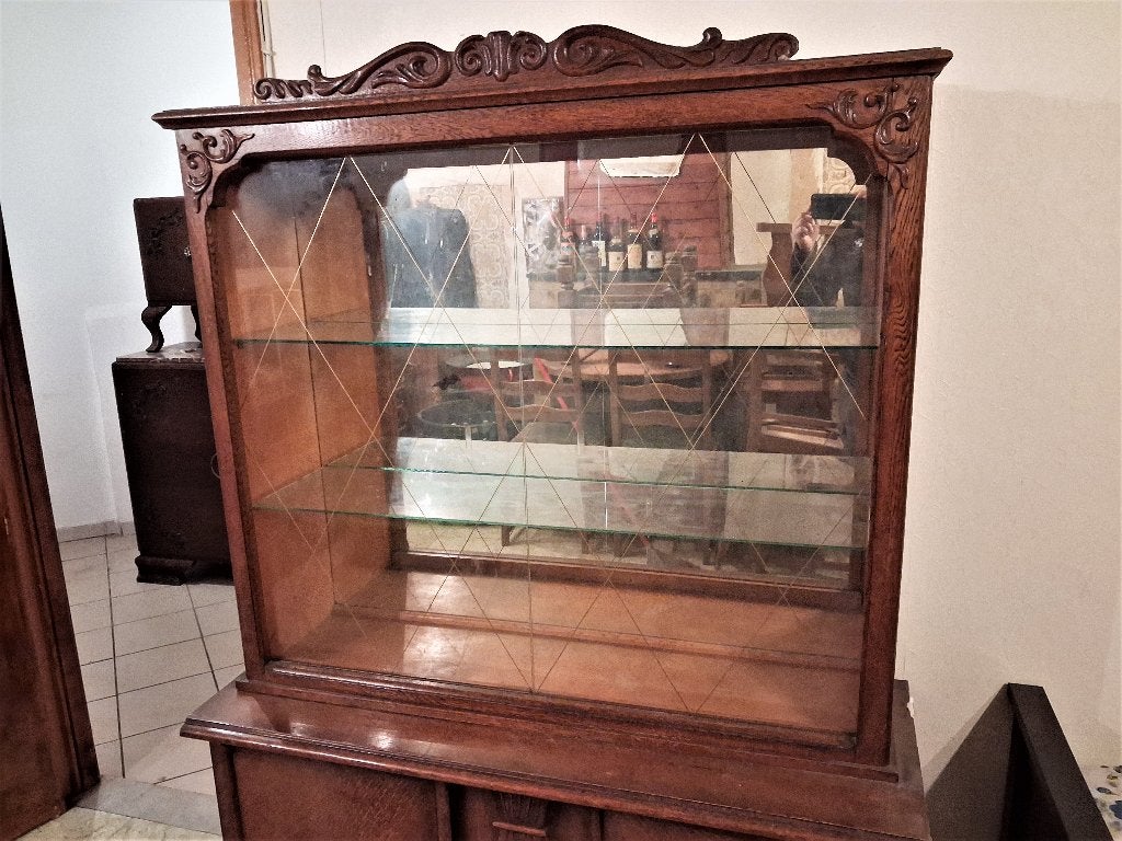 vintage retro , vitrine kast 120x166x45 cm , is in 2 delen., Ophalen