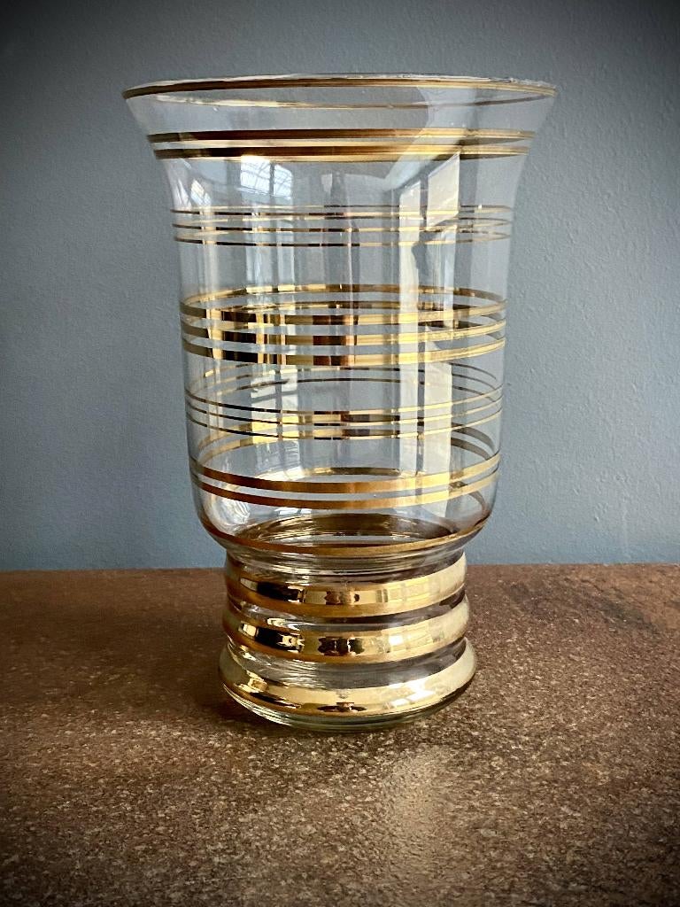 Vintage vaas van Boom Glass Factory Gold Decor 1930 Art Deco, Antiek en Kunst, Antiek | Glaswerk en Kristal, Ophalen of Verzenden