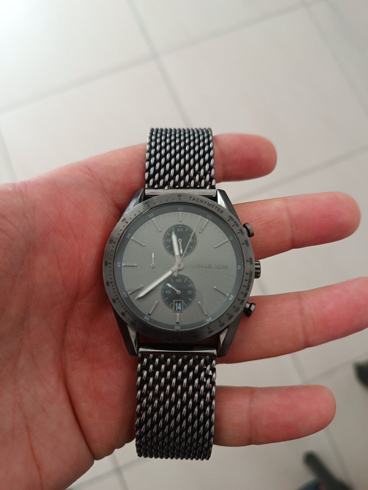 Montre Michael Kors grise AUTHENTIQUE, Enlèvement ou Envoi, Acier, Montre-bracelet, 1960 ou plus tard