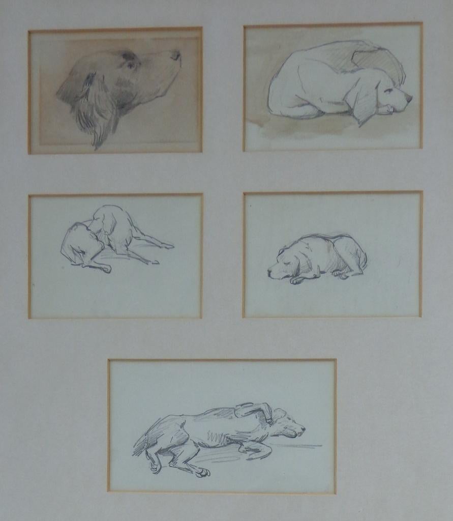 GUSTAVE BUSCHMANN / HONDEN / ORIGINEEL WERK / 45x40cm KADER, Antiek en Kunst, Ophalen of Verzenden