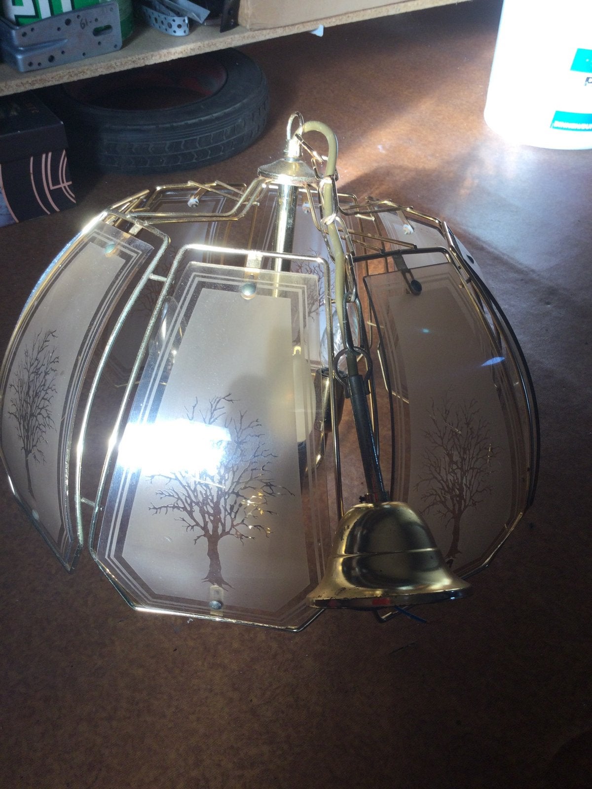 Luster met decoratie glas, Ophalen, Zo goed als nieuw, Glas