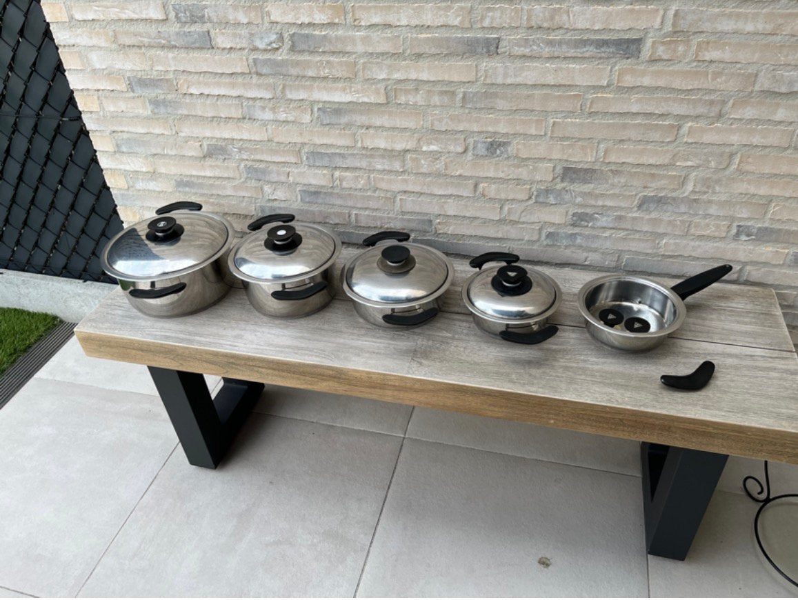 Set originele AMC keramische kookpotten, Huis en Inrichting, Keuken | Potten en Pannen, Ophalen, Inox, Gebruikt, Kookpan