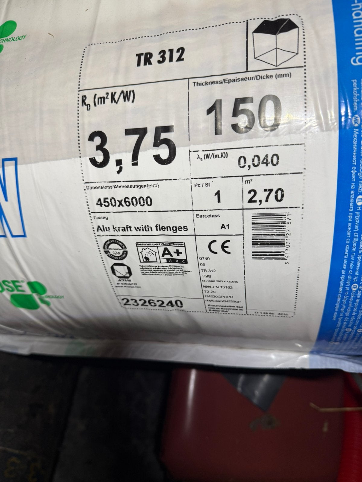 6 rollen isolatie 150mm dik, Doe-het-zelf en Bouw, Ophalen, Zo goed als nieuw