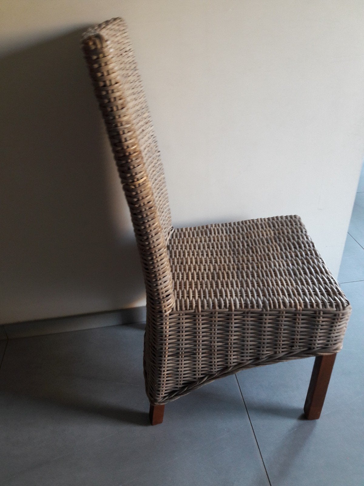 zes rieten stoelen, Huis en Inrichting, Ophalen, Gebruikt, Bruin, Riet of Rotan