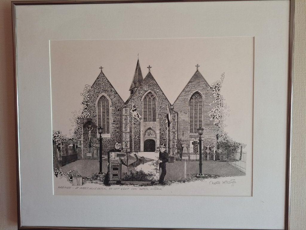 pentekening kerk haringe: Nolle Versyp, Antiek en Kunst, Kunst | Schilderijen | Klassiek, Ophalen, Realistisch, Gedateerd, Tekening