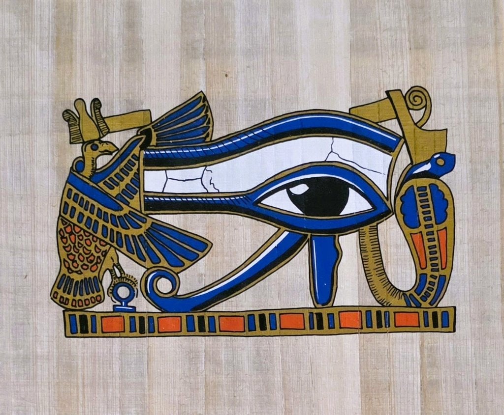 4 cadres, dieux égyptiens sur papyrus avec certificat., Enlèvement ou Envoi