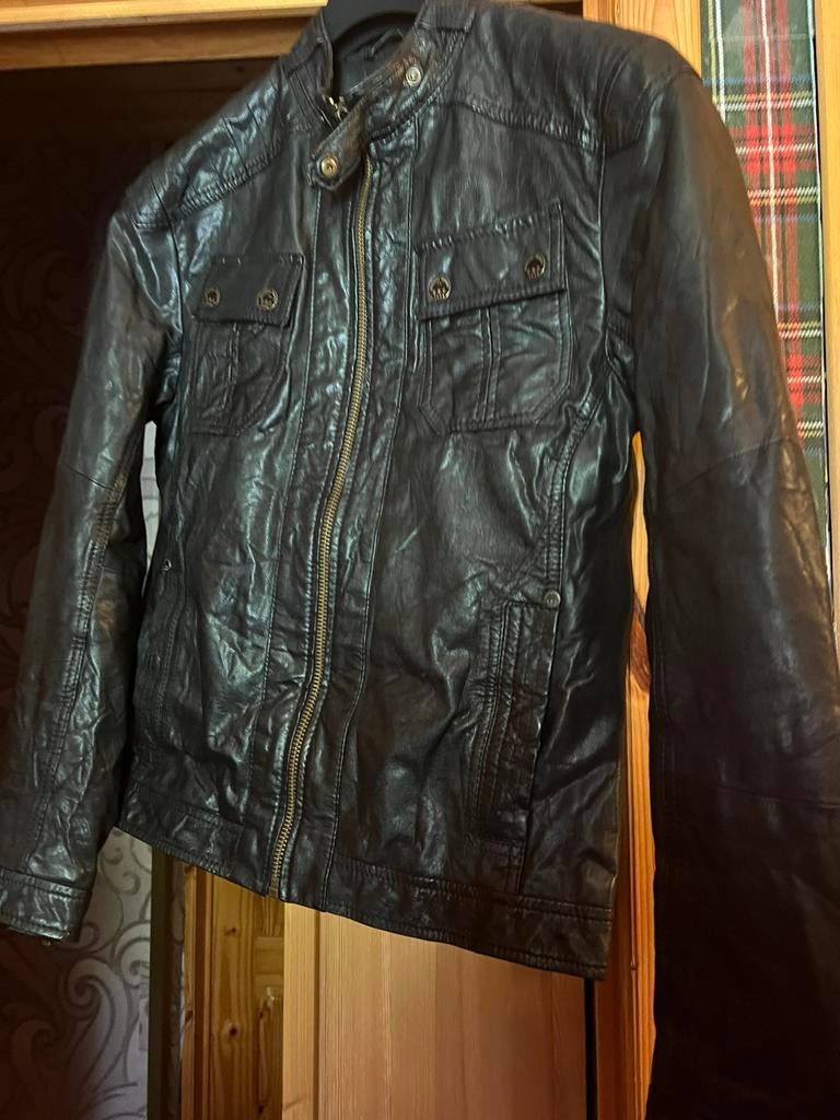 Veste en cuir Edc, Enlèvement, Porté, Taille 48/50 (M), Noir