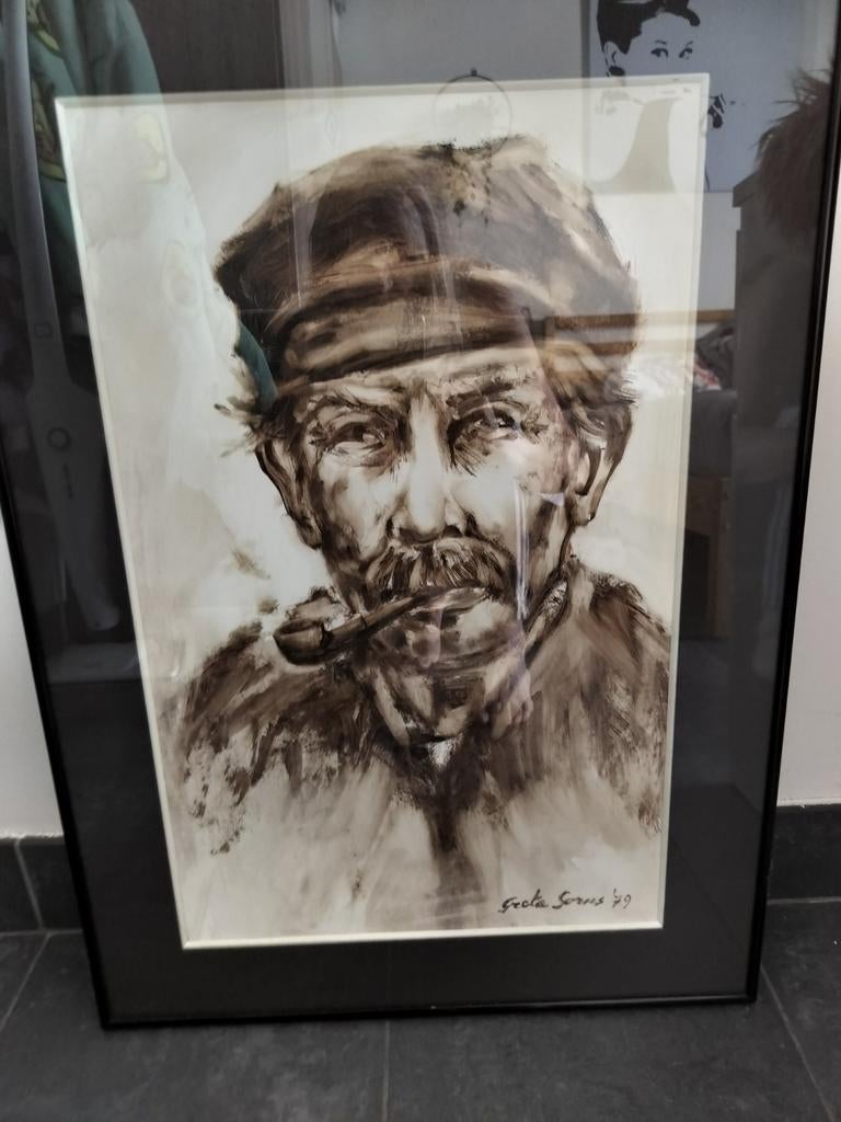 Mooi schilderij achter glas Greta Sorus, Antiek en Kunst, Ophalen