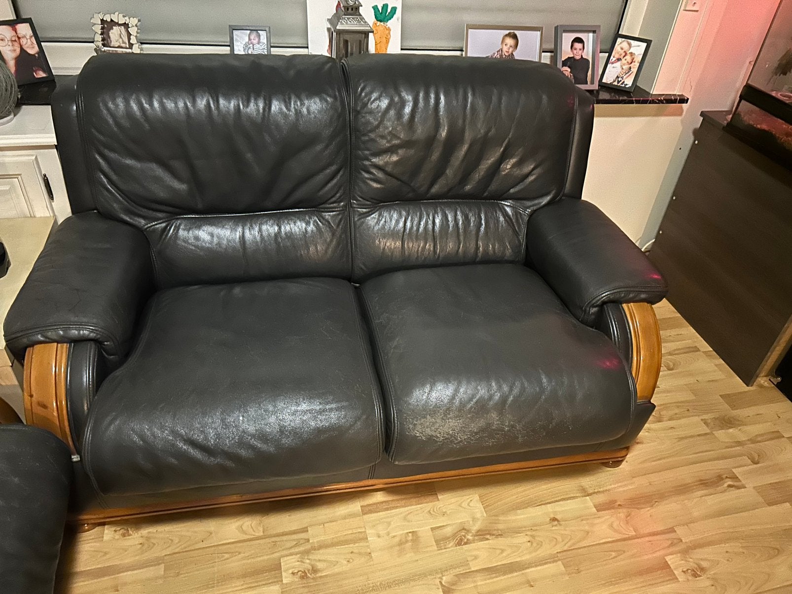 Zetel 5 zit, Ophalen, Gebruikt, Leer, Rechte bank