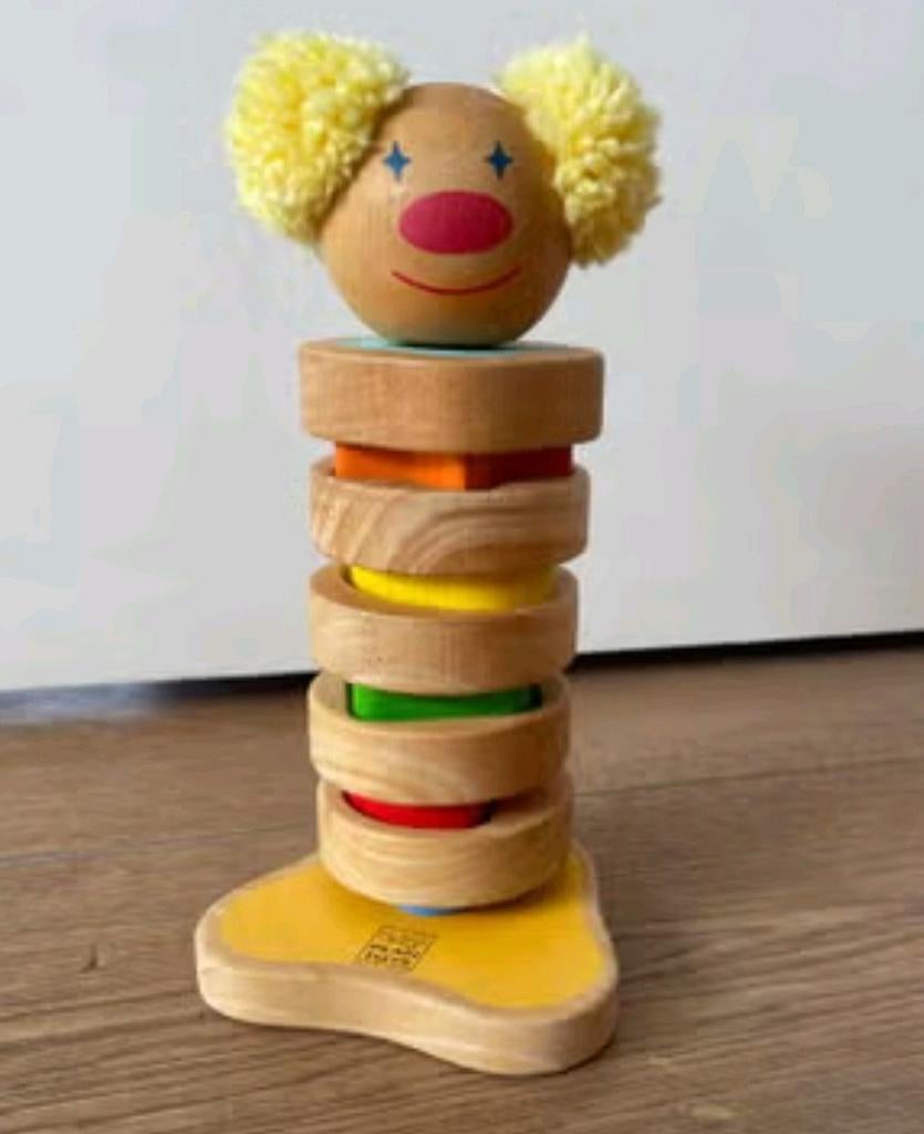 Houten speelgoed : stapelclown / playtoys, Ophalen of Verzenden