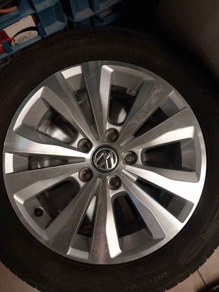 set originele VW 7 velgen met banden 16" Zomerbanden, Auto-onderdelen, Banden en Velgen, Ophalen, Gebruikt, 16 inch, Banden en Velgen