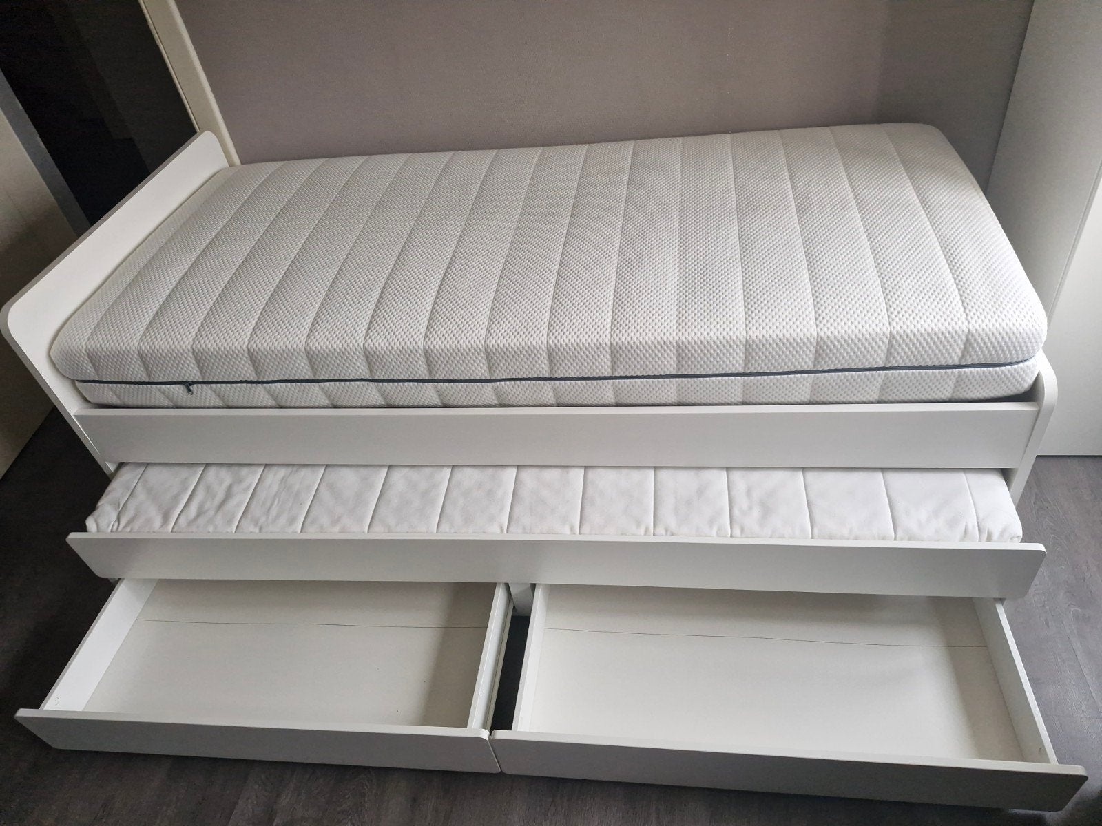 Eenpersoonsbed, Huis en Inrichting, Ophalen, 90 cm, Eenpersoons, Wit