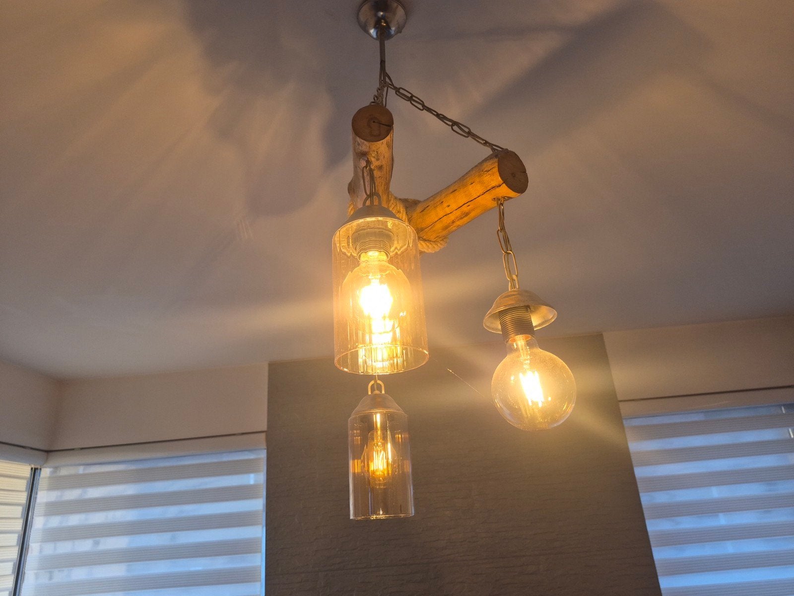 Rustieke houten hanglamp – Uniek en sfeervol, Ophalen, Hout