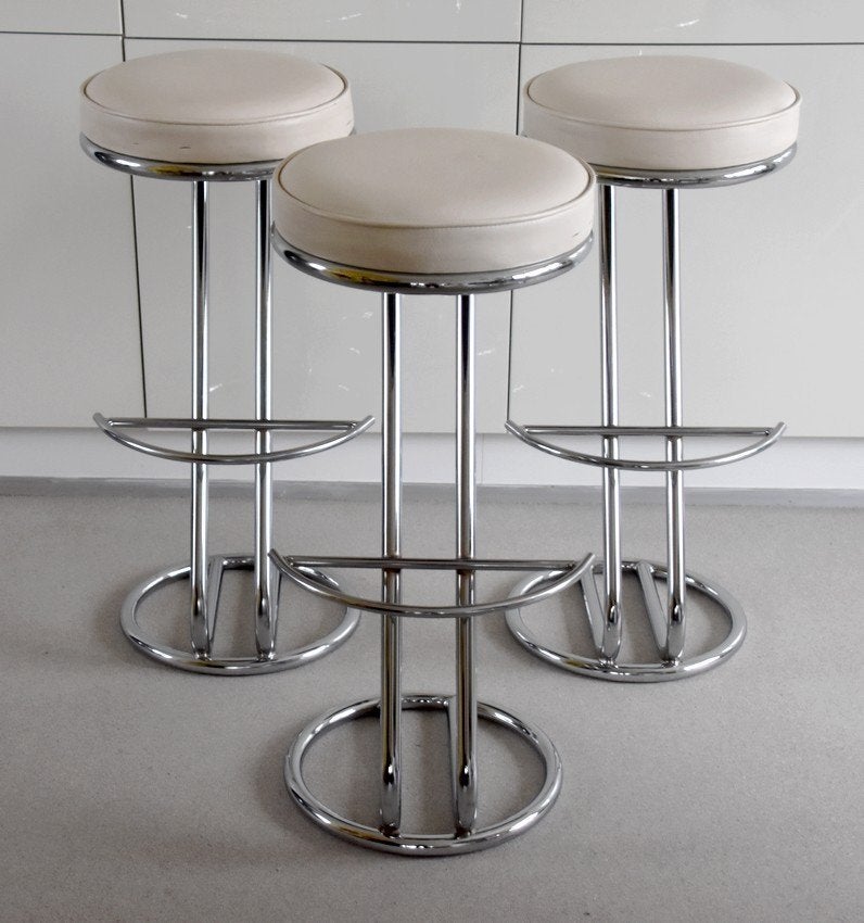 Tabourets de bar vintage en chrome Z - Space Age, Maison & Meubles, Tabourets de bar, Enlèvement, Comme neuf, Métal, 60 à 90 cm