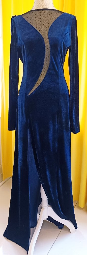 Robe de soirée en velours. Taille M-L, Taille 38/40 (M), Enlèvement ou Envoi, Comme neuf, Bleu