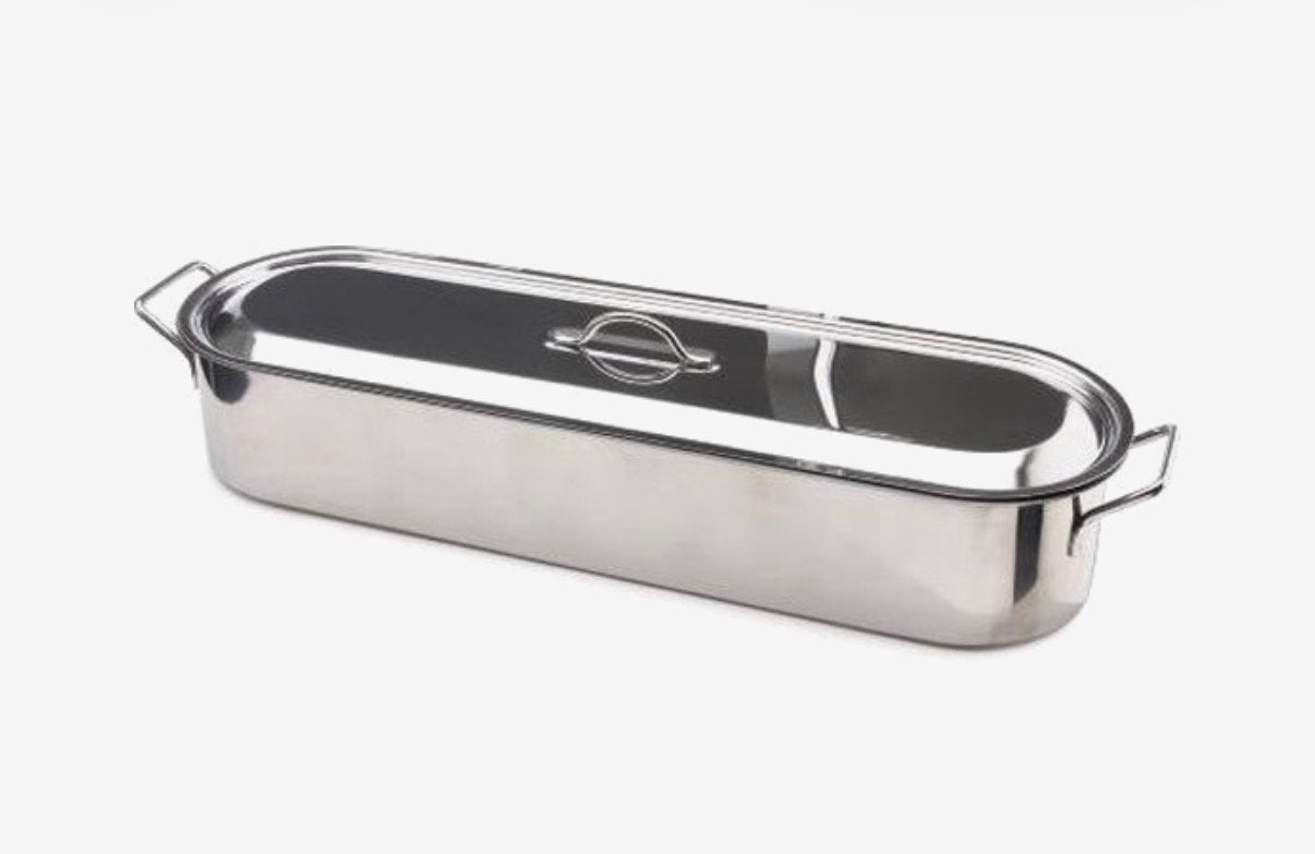Vis pocheer pan en stoompan, Inox, Ophalen of Verzenden, Zo goed als nieuw, Kookpan