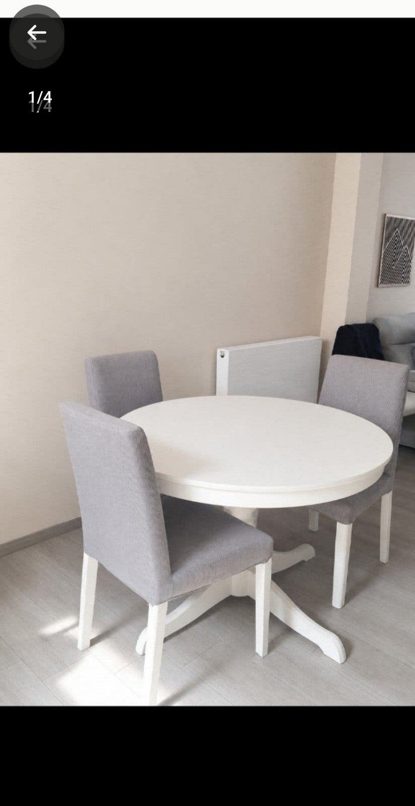 tableTable IKEA INGATORP extensible + 4 chaises, Enlèvement, Utilisé, 4 à 6 chaises