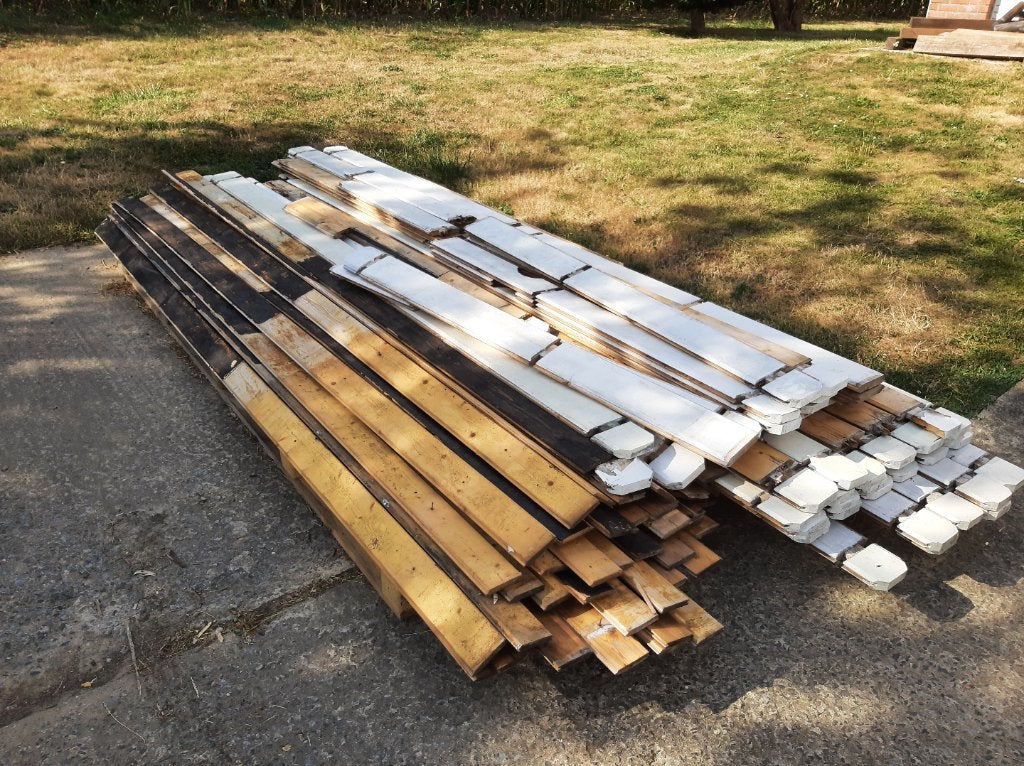 Portes d'abri de jardin, toit et bois supplémentaire, Enlèvement, Utilisé, Bois, 3 fenêtres ou plus