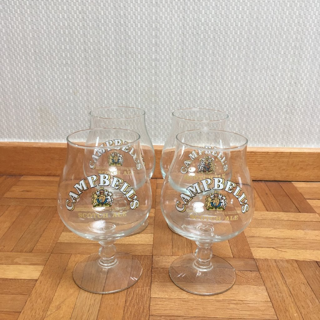 4 Campbell's Scotch Ale glazen, Verzamelen, Glas en Drinkglazen, Ophalen of Verzenden, Zo goed als nieuw, Borrel- of Shotglas