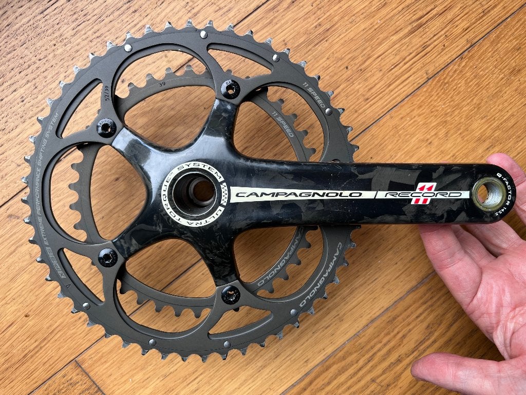 Campagnolo Record 11s 152/39 crank met zgan kettingbladen, Crankstel of Pedalen, Gebruikt, Campagnolo, Ophalen of Verzenden