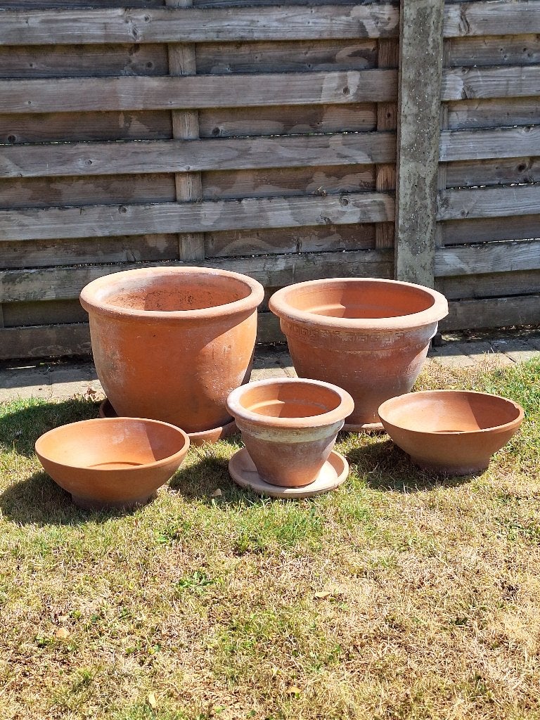 5 terracotta bloempotten, Enlèvement, Utilisé, Terracotta, Balcon