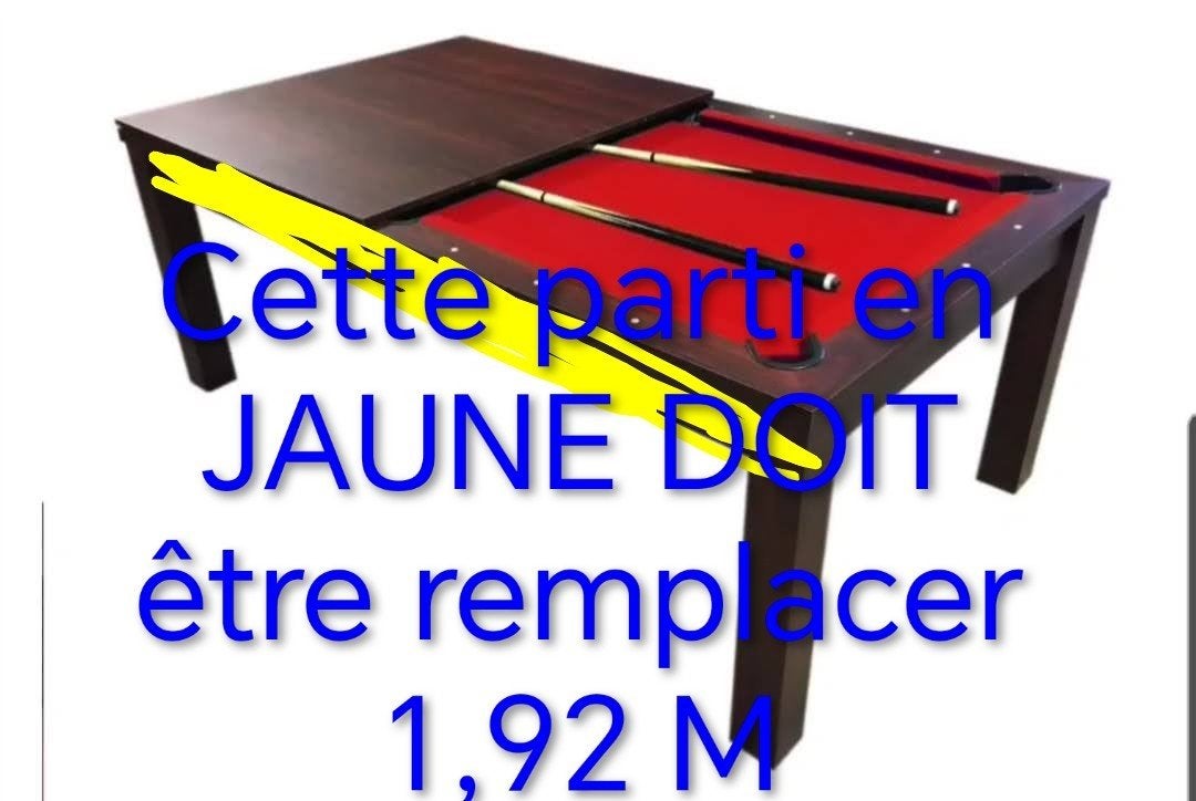 TABLE 2 EN 1 ( À MANGER /BILLARD) + ACCESSOIRES COMPLET, Enlèvement