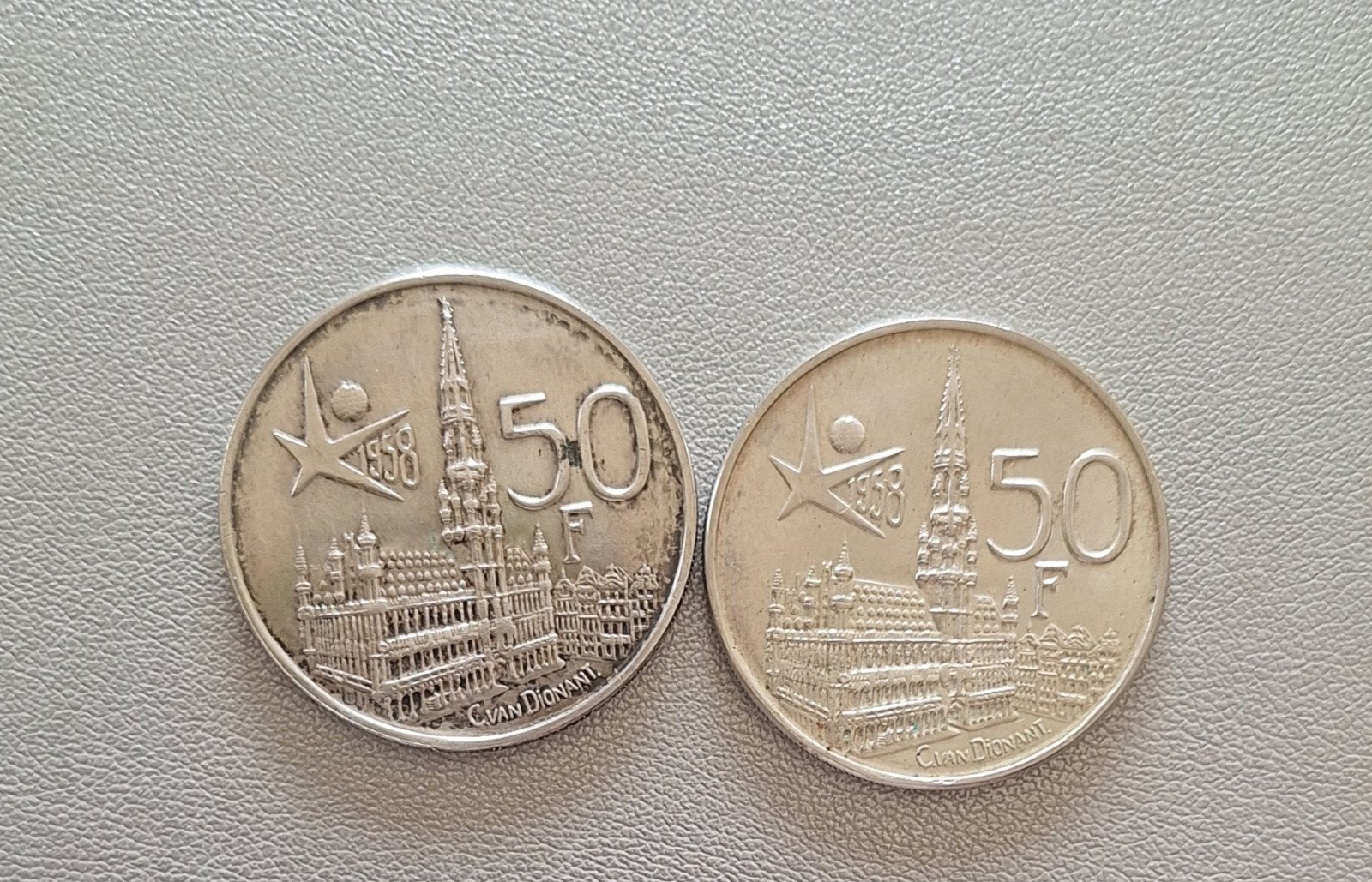 2 pièces de 50F de 1958, Ophalen, Zilver, Zilver