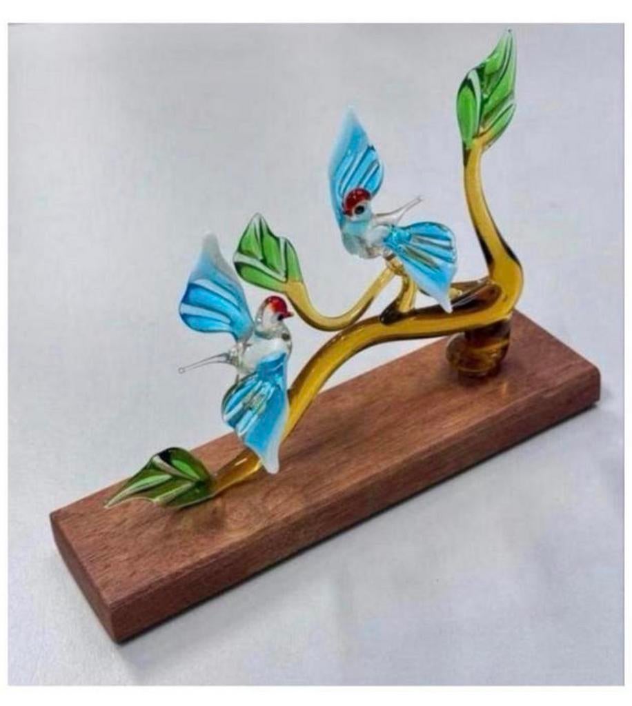 Glaskunst, vogels geblazen glas, vogelkunst glasdieren vogel, Antiek en Kunst, Kunst | Overige Kunst, Ophalen of Verzenden