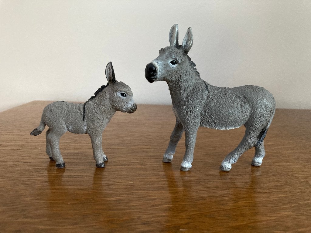 Ezel + jong, merk Schleich, Ophalen of Verzenden, Zo goed als nieuw, Boerderijdier, Beeldje of Figuurtje