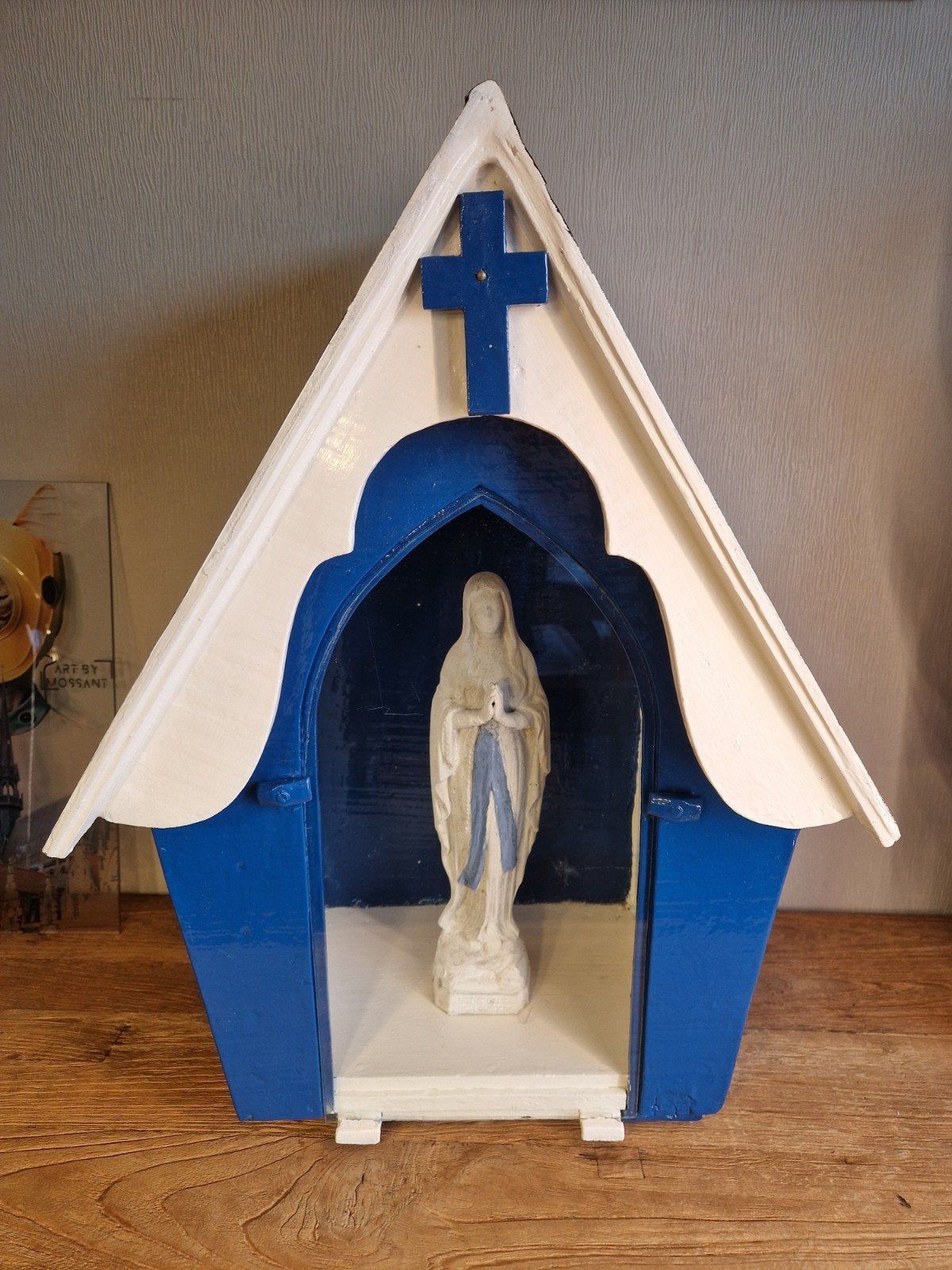 Grote houten Maria gevelkapel / nis (60 cm), Antiek en Kunst, Ophalen