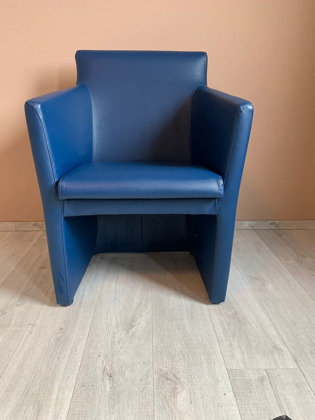 Blauwe lederen zetel, Enlèvement, Comme neuf