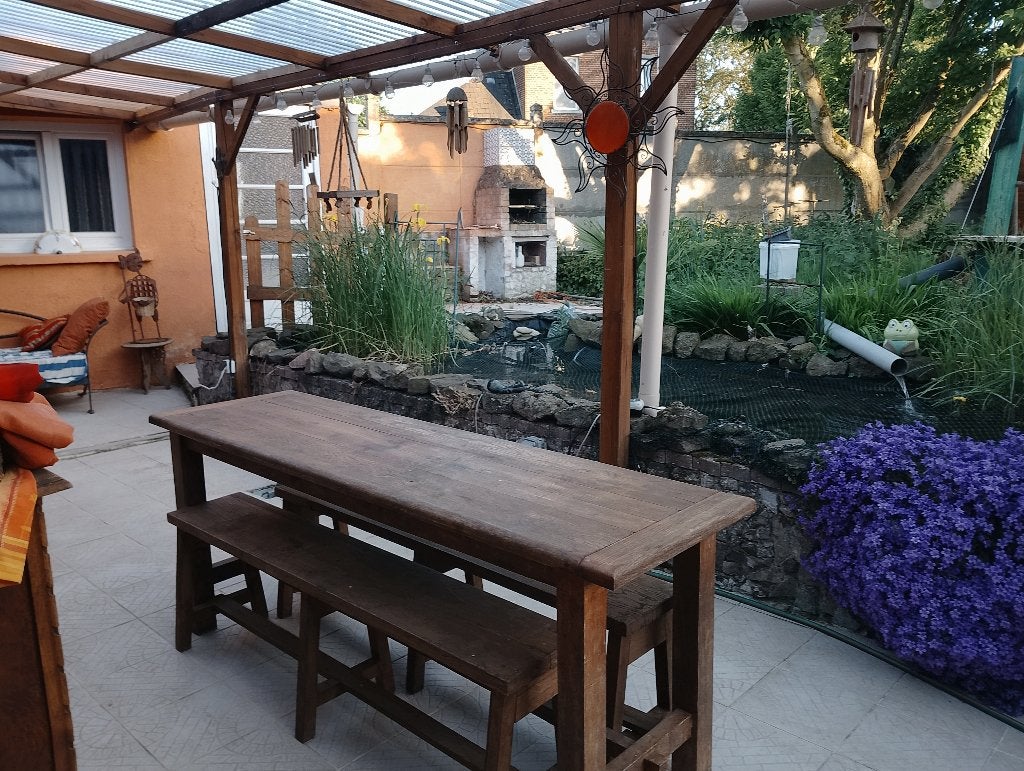 Table de ferme + bancs, 150 à 200 cm, Cinq personnes ou plus, Enlèvement, Utilisé