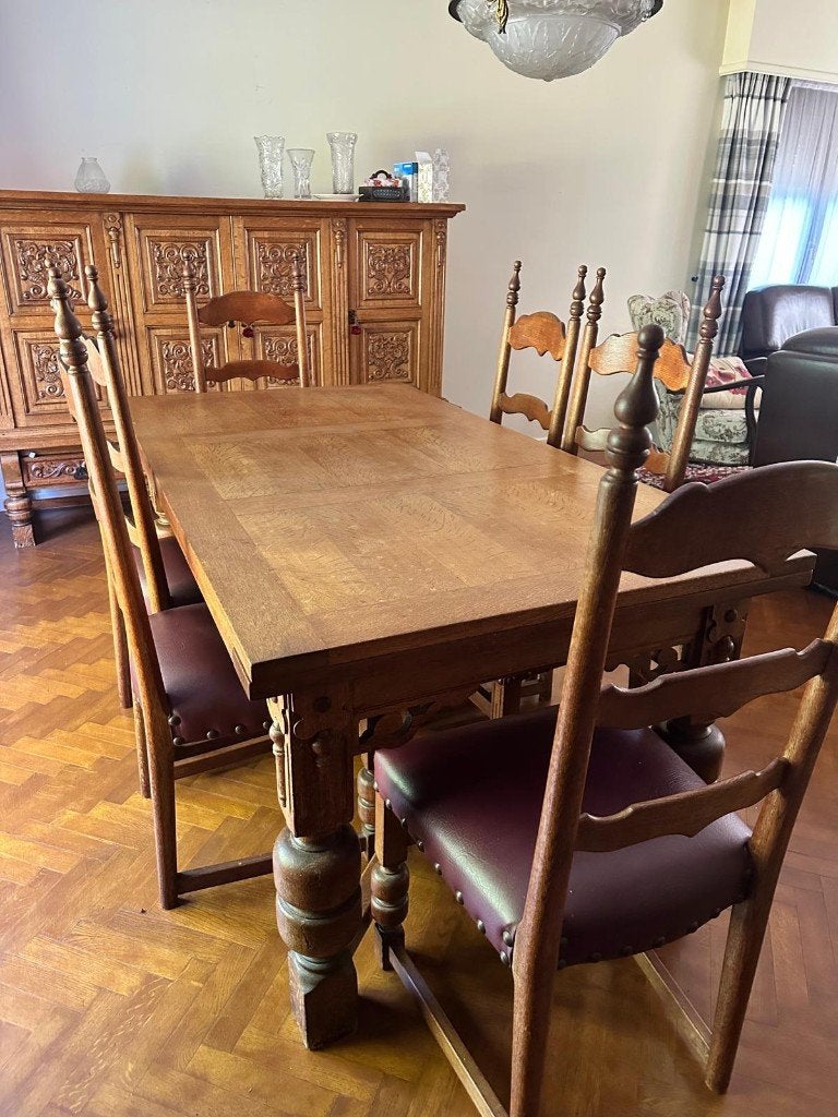 Ensemble de table à manger classique en chêne, Enlèvement, Comme neuf, Chêne