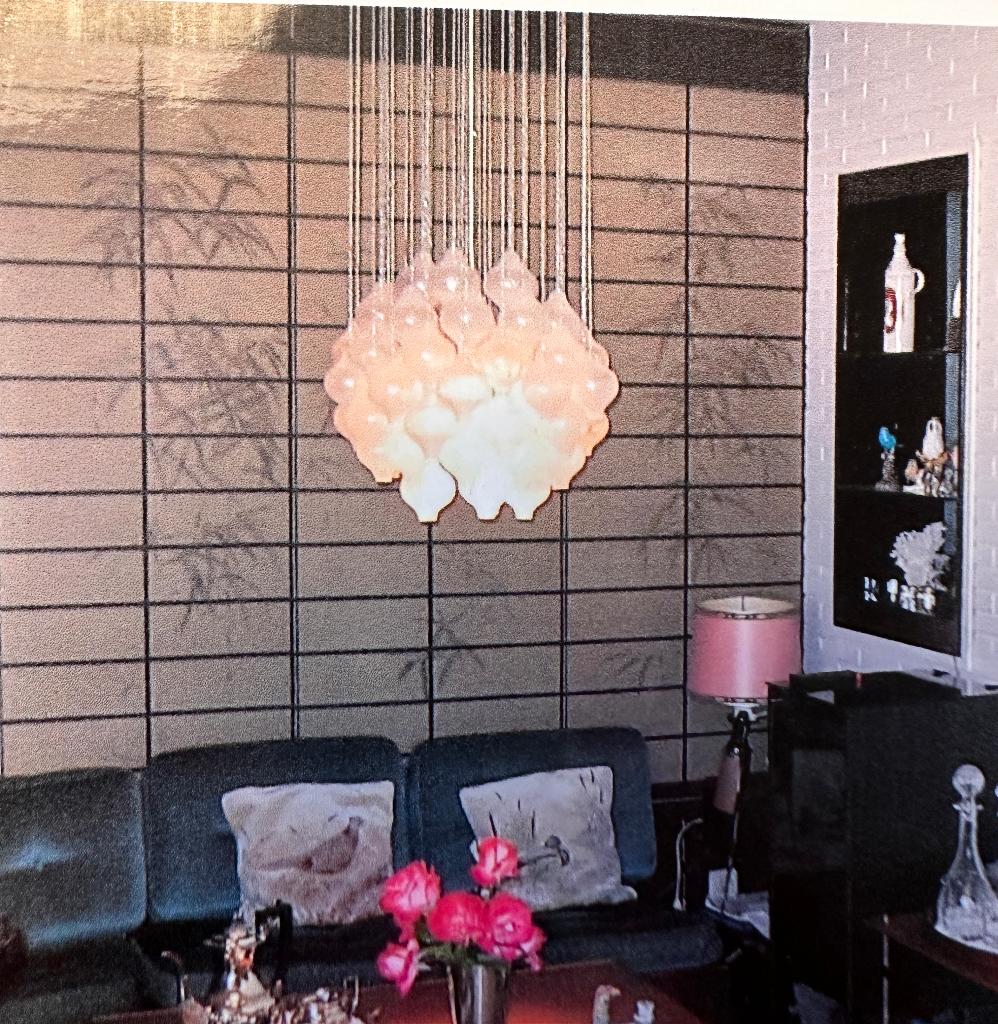 Kalmar Tulipan lamp, glas en metaal, vintage 1960s-1970s, Ophalen of Verzenden, Gebruikt, Glas, Vintage sixties - seventies