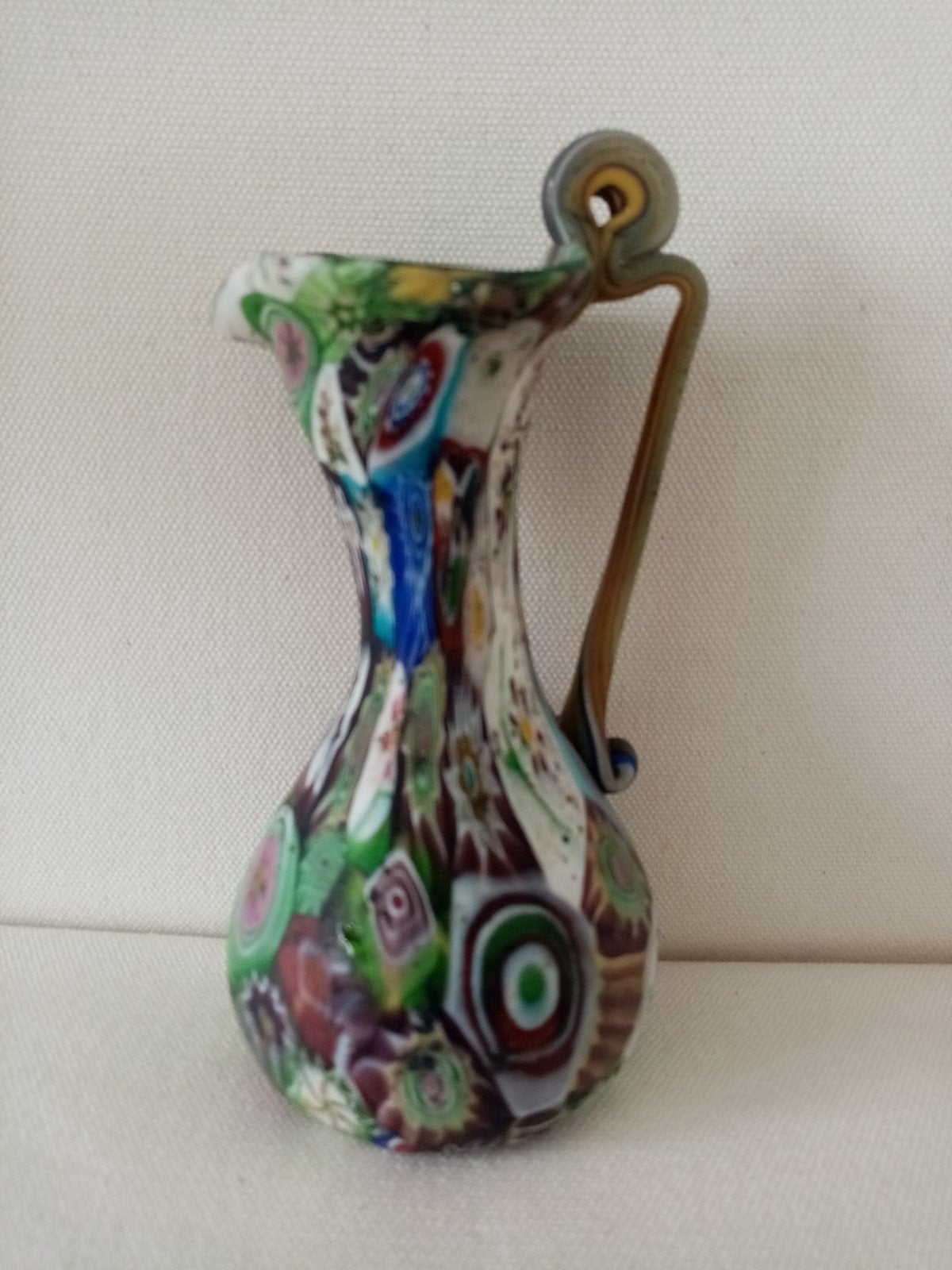 Cruche verre italien Fratelli Toso 30s13cm, Enlèvement ou Envoi