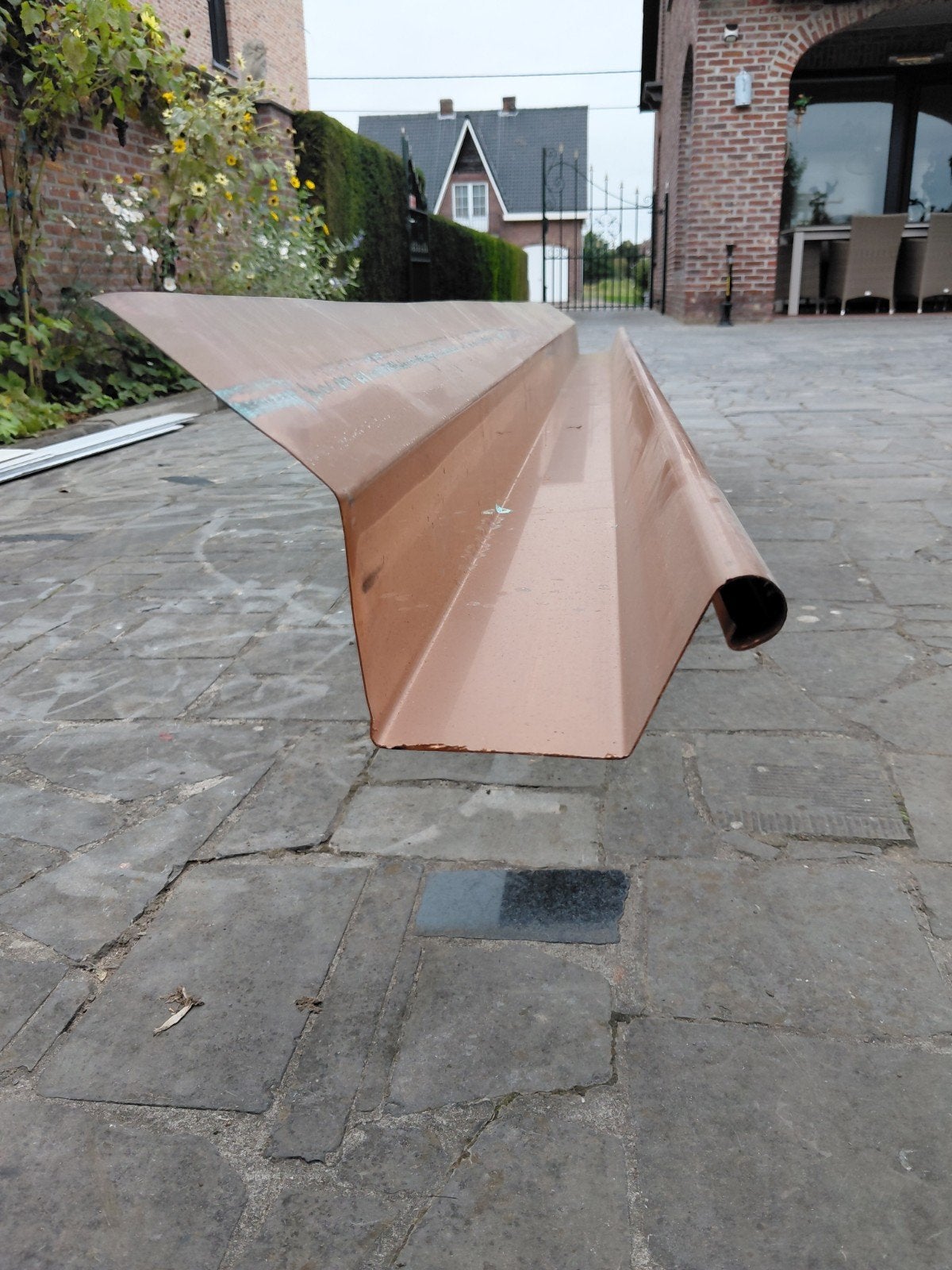 koperen dakgoot 7,35m, Doe-het-zelf en Bouw, Buizen en Afvoer, Ophalen, Nieuw, Dakgoot