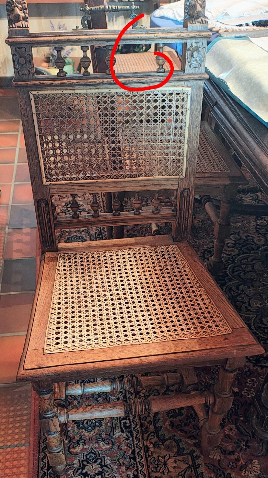 Magnifique ensemble de 5 chaises anciennes de Malines — Webb, Enlèvement