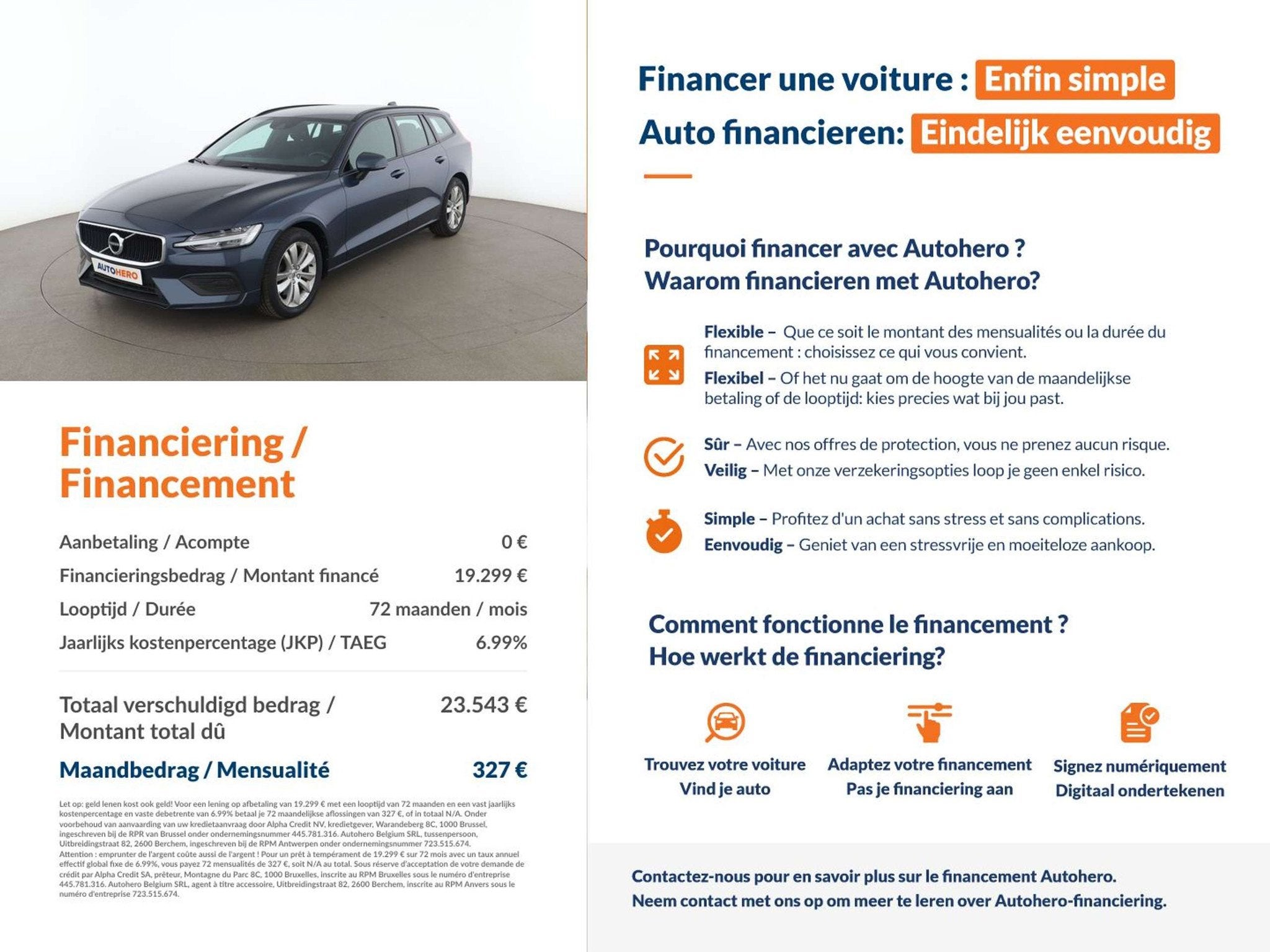 Volvo V60 2.0 B3 Mild-Hybrid Momentum Core (bj 2021), Auto's, Stof, Gebruikt, 1969 cc, Blauw