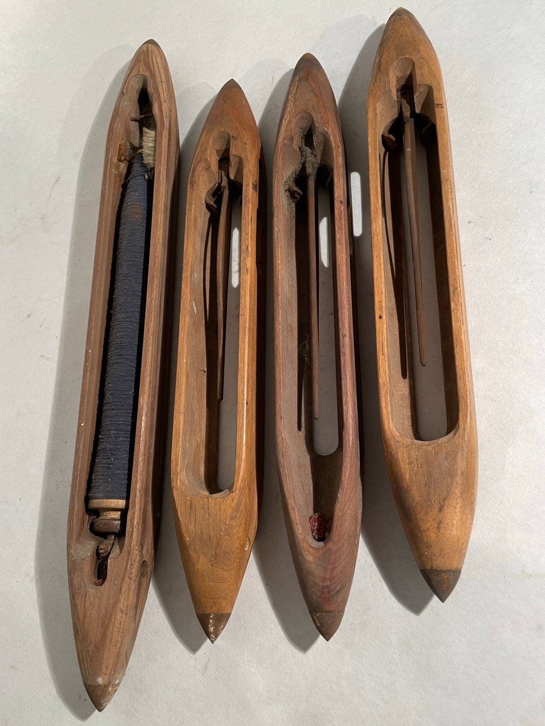 Antieke houten schietspoelen (4 stuks), Ophalen