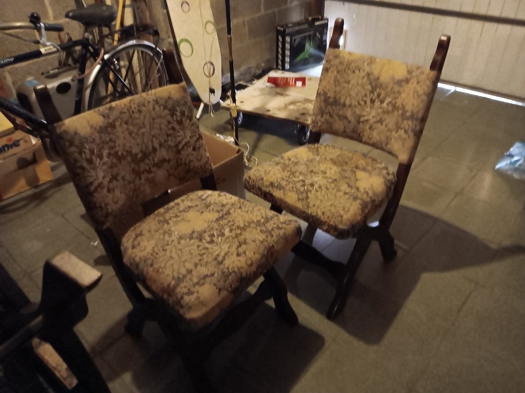 6 Stoelen  Gratis, Huis en Inrichting, Ophalen, Gebruikt, Bruin, Stof